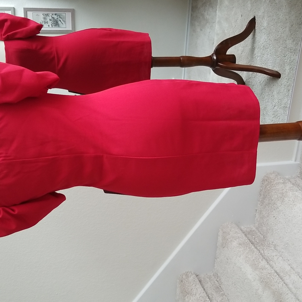 Red Mini Dress with Puff Sleeves & V Wire Neckline - NWT - Picture 15 of 16
